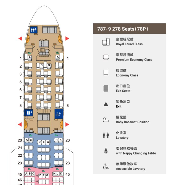EVA Air 787-9 Seat Map