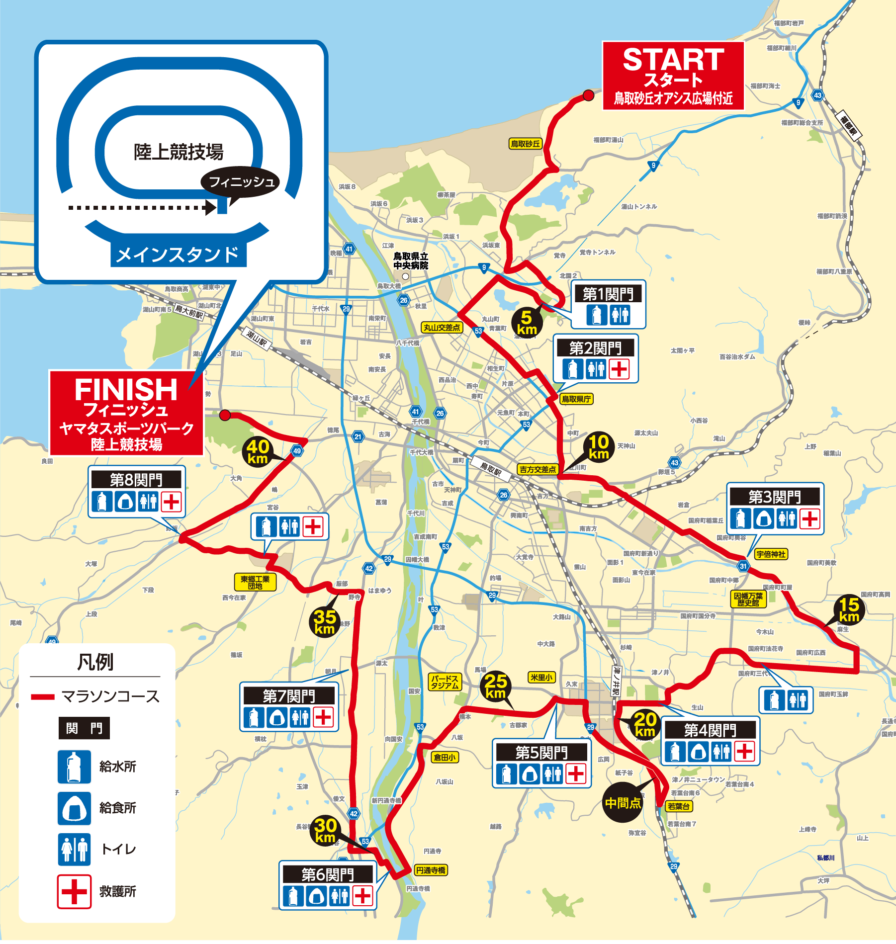 鳥取馬拉松coursemap